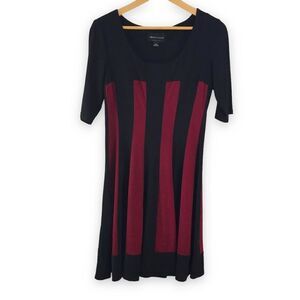 Connected red & black vertical‎ stripe fit & flair dress size 10